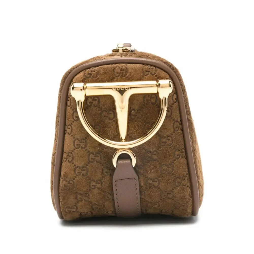Gucci Brown GG Suede Crossbody Clutch - Picture 5 of 5